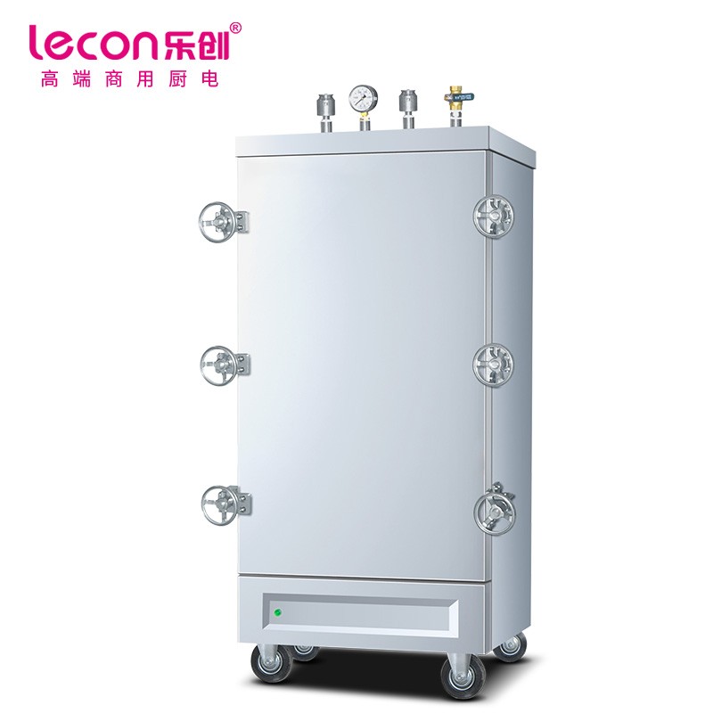 乐创（lecon）商用高原蒸饭柜 工程款食堂饭店高压电蒸饭箱 12盘蒸饭机 LC-J-GYD12  不锈钢色  