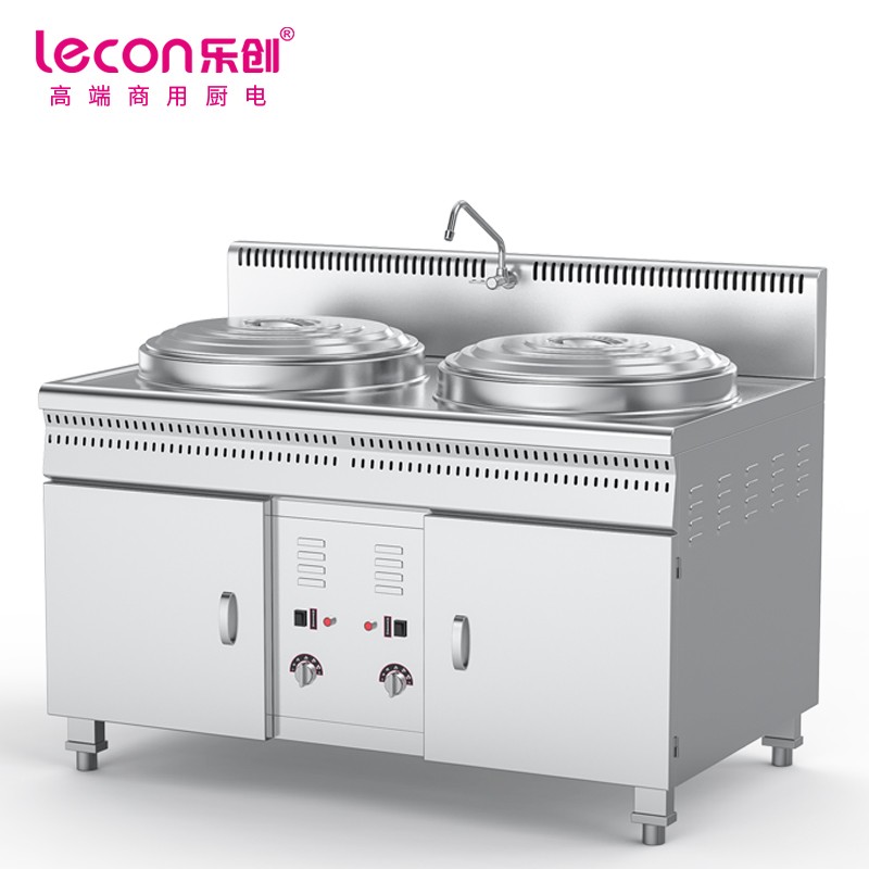 乐创(lecon)商用煮面炉 不锈钢双头燃气方形汤粉炉 LC-J-SKZ50  不锈钢色  