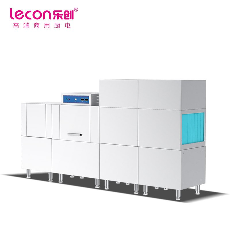 乐创(lecon)洗碗机 通道式自动化大型刷碗机 双缸双喷淋带双烘干LC-J-BD200-2P2D台 灰色