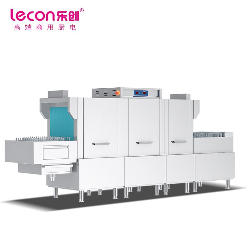 乐创(lecon)商用洗碗机 长龙式自动化大型刷碗机 双缸双喷淋 LC-J-FD3800-2P（台） 灰色
