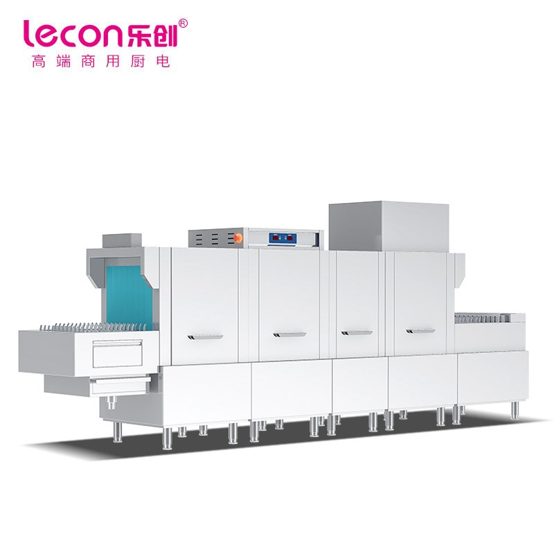 乐创(lecon)洗碗机长龙式自动化刷碗机 双缸双喷淋带烘干 LC-J-FD4600-2PD（台） 灰色
