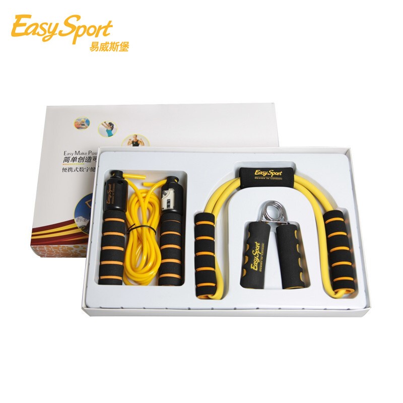 易威斯堡（EasySport）魅力塑身3件套2.0 塑胸拉力器+计数跳绳+握力器 ES-TW302  混色  