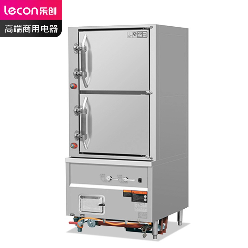 乐创( lecon) 商用海鲜蒸柜 食堂酒店上下双门鼓风型蒸柜 工程款 LC-J-SXA  不锈钢色  