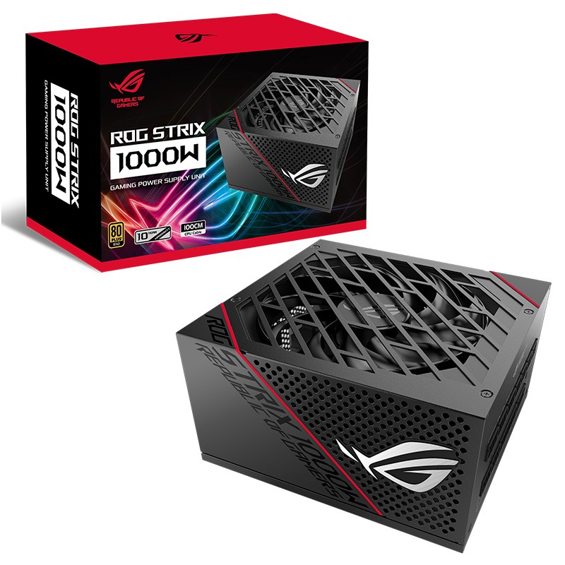 华硕(ASUS)ROG STRIX 雷鹰1000W金牌全模电源（双路CPU供电/10年质保/金牌认证/全日系电容/定制化贴纸）  黑色  