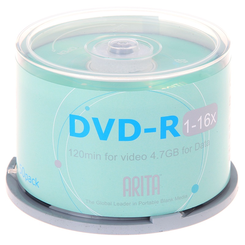 铼德(ARITA) e时代系列 DVD-R 16速4.7G 空白光盘/光碟/刻录盘 桶装50片  极光色  