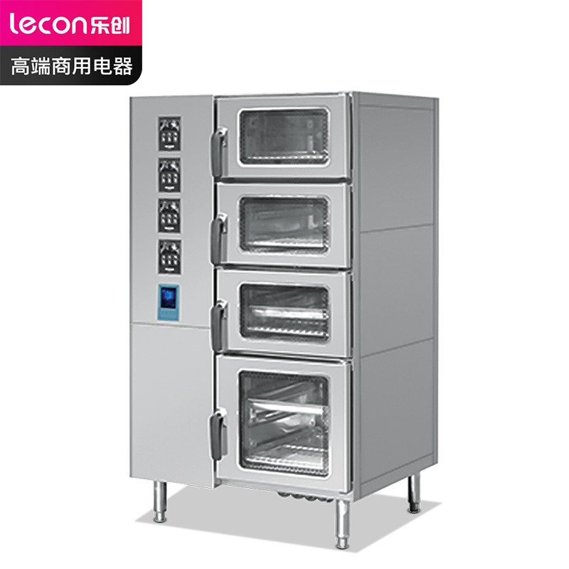 乐创( lecon) 商用多门蒸柜 食堂酒店智能燃气四门蒸柜 玻璃智能款 LC-J-ZNSM  不锈钢色  