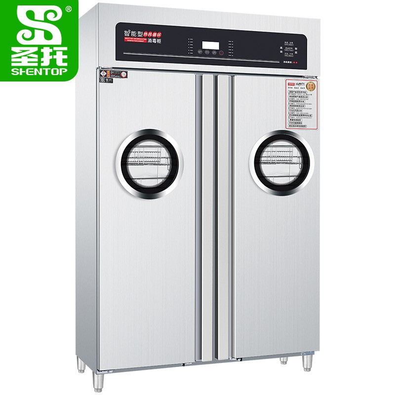 圣托(Shentop)智能变频消毒柜商用大容量 不锈钢双门玻璃视窗 热风循环高温消毒碗柜 RTD1000-B8  不锈钢色  