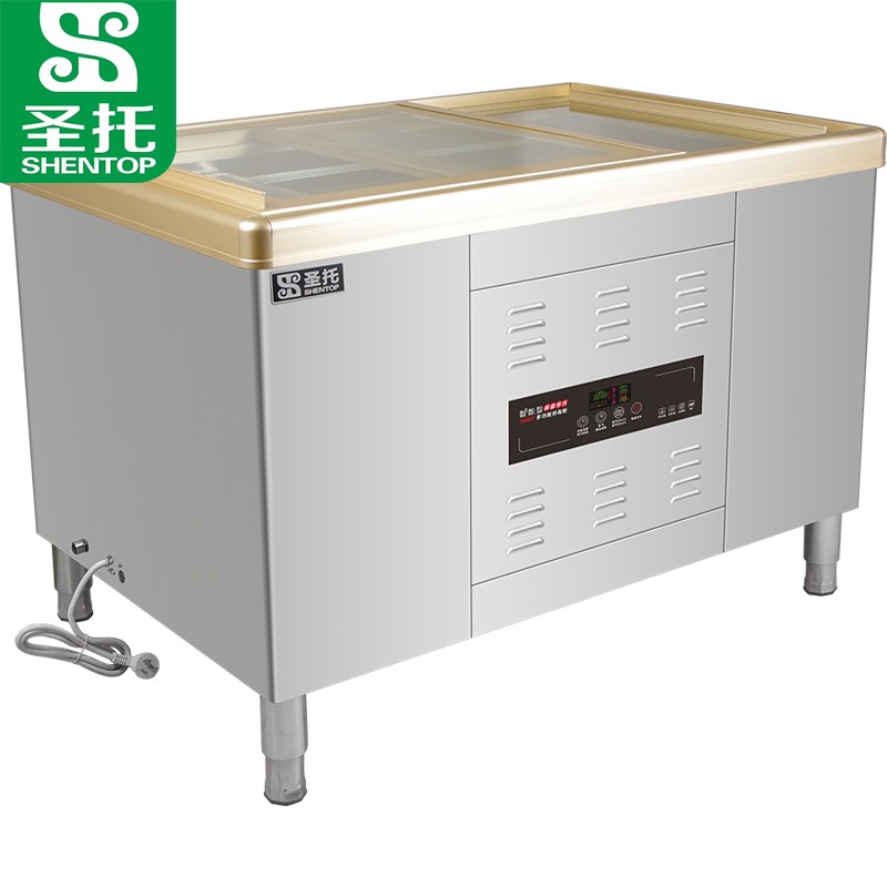 圣托（Shentop）热风循环消毒柜商用 卧式蒸汽高温消毒碗柜 餐厅双门自取餐盘烘干柜 QTD1200-Q16  不锈钢色  
