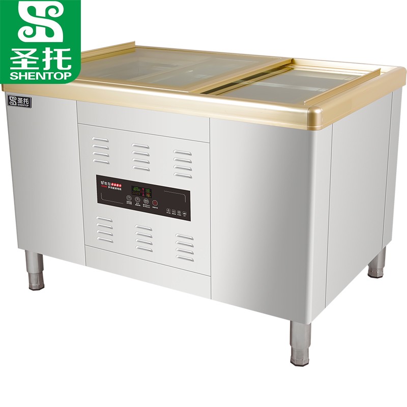 圣托（Shentop）大容量自取餐盘烘干碗柜 酒店饭店双门卧式消毒柜 电热蒸汽消毒碗柜 QTD1500-Q17  不锈钢色  