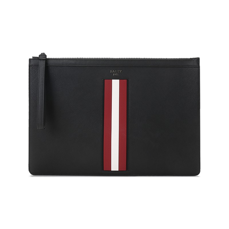 Bally 巴利 男士涂层再生牛皮革手拿包 Z11100573218  黑色  