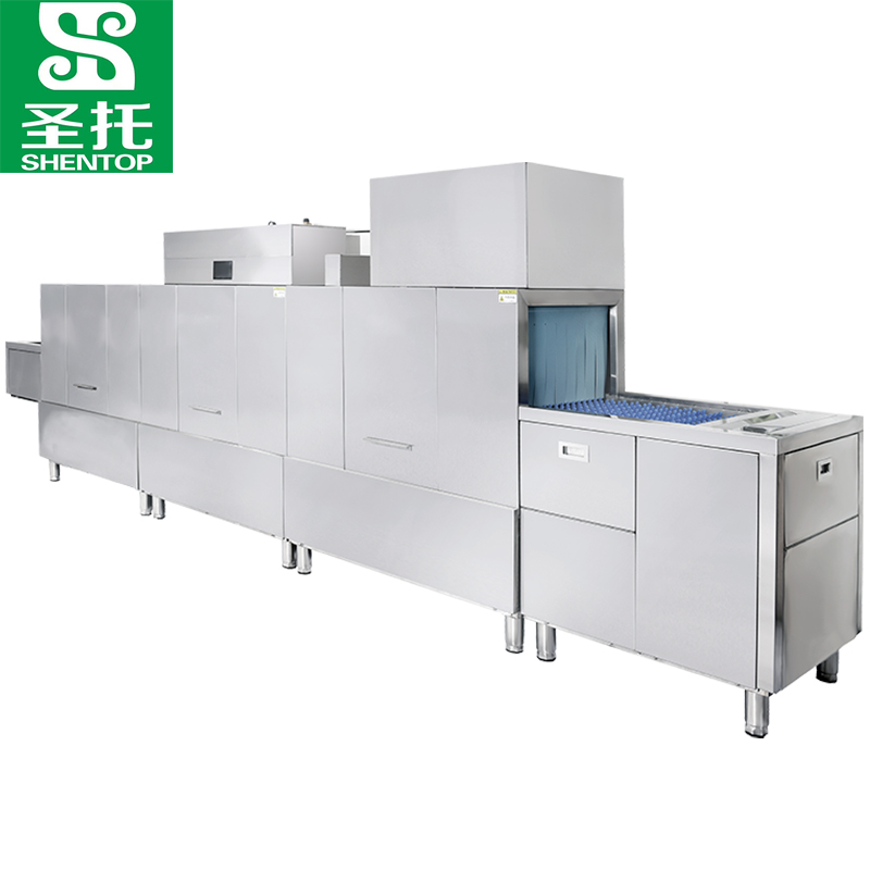 圣托（Shentop）酒店饭店长龙式洗碗机 商用履带式洗碟机 双杠双喷淋带烘干隧道式清洗机 STW-L53  不锈钢色  