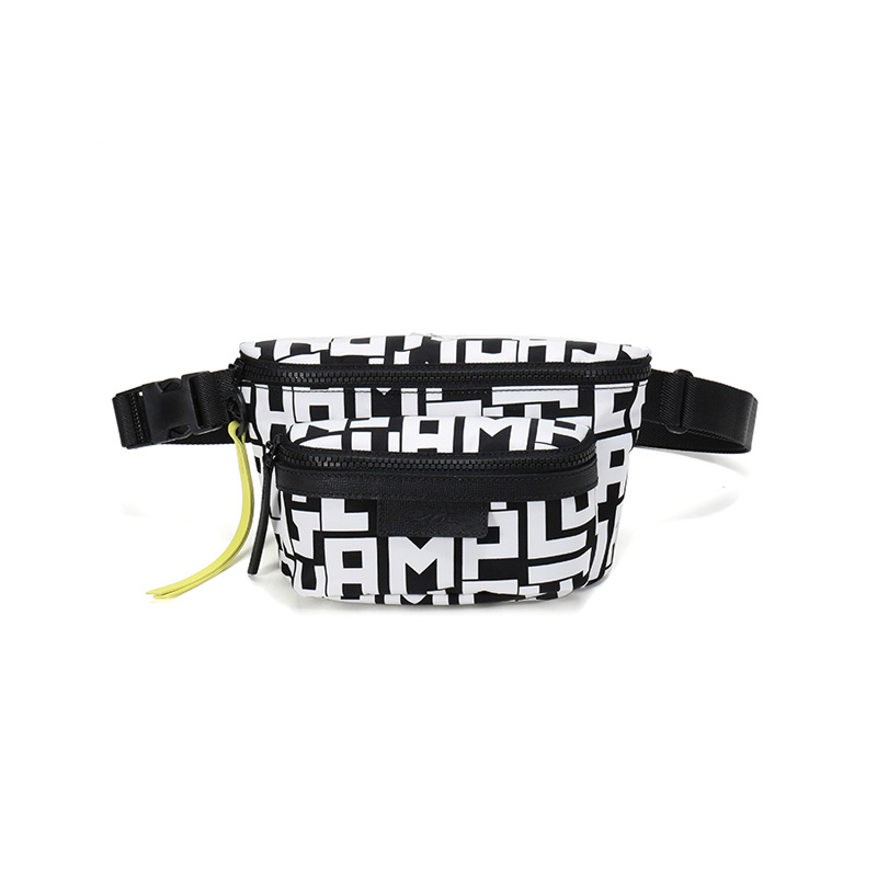 Longchamp 珑骧 女士黑/白色字母织物腰包 Z11100326686  黑色  