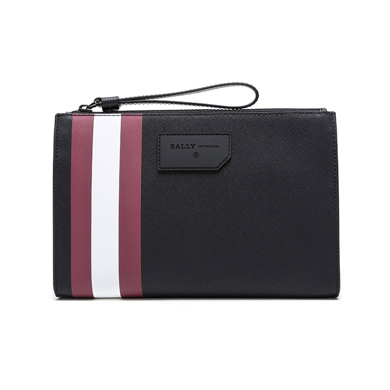 Bally 巴利男士黑红白条纹手拿包  Z11100282746（单位：个） 黑色