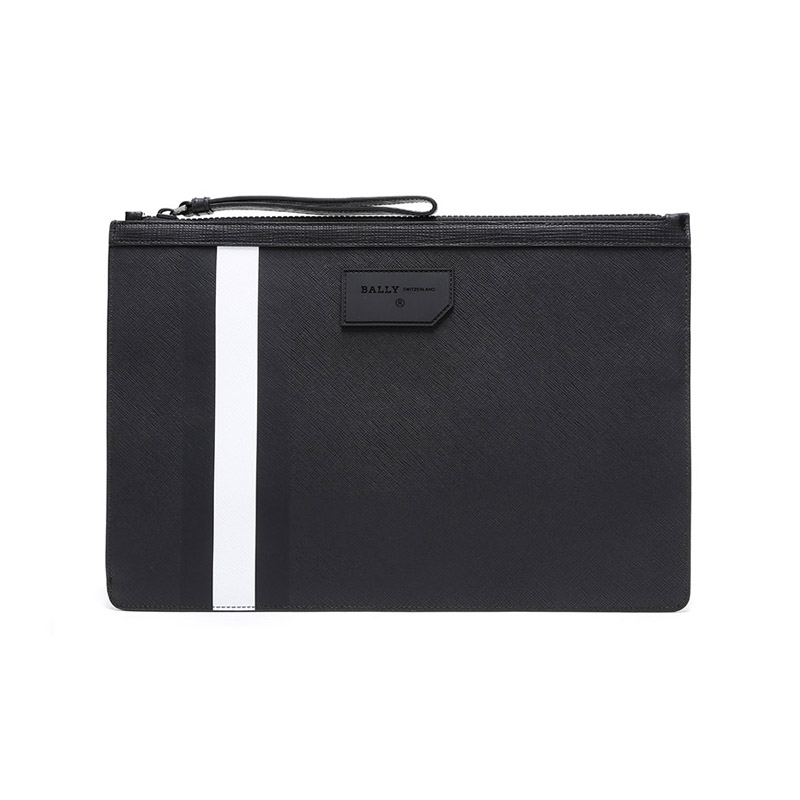 Bally 巴利男士黑白条纹手拿包  Z11100282744（单位：个） 黑色