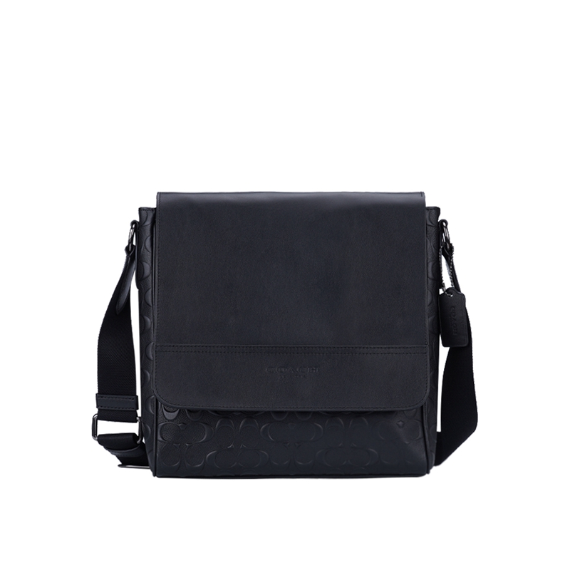 COACH 蔻驰 中号男士皮质单肩斜挎包 K22101437001  黑色  