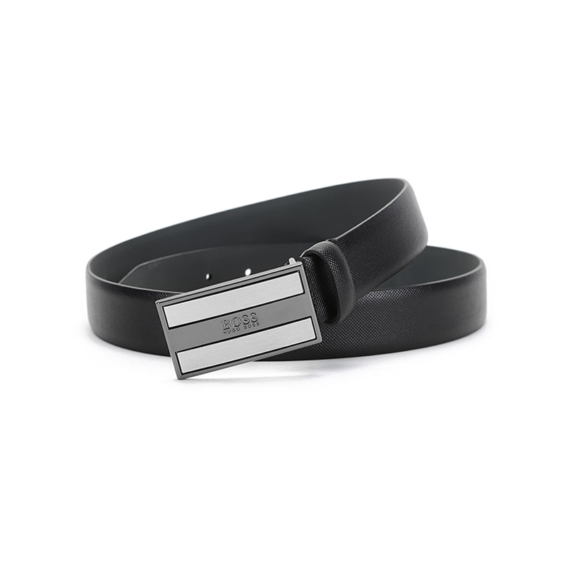 Hugo Boss 雨果博斯 男士牛皮板扣式窄版皮带 Z1110055126911（单位：条） 黑色