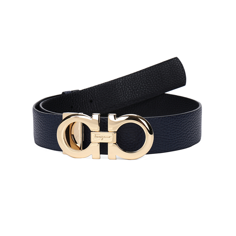 Salvatore Ferragamo 菲拉格慕女士牛皮板扣双面皮带腰带Z11100223444/个 深蓝色黑色