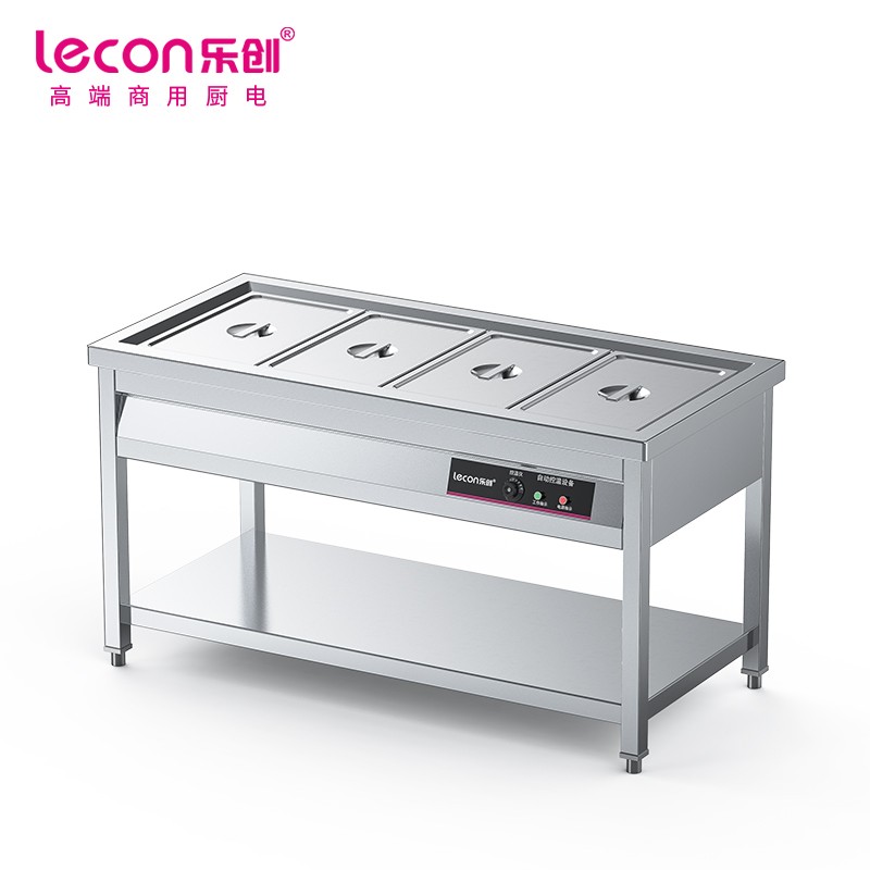乐创（lecon）商用平板保温售饭台 六格不锈钢恒温车 LC-J-SFT06  银色  