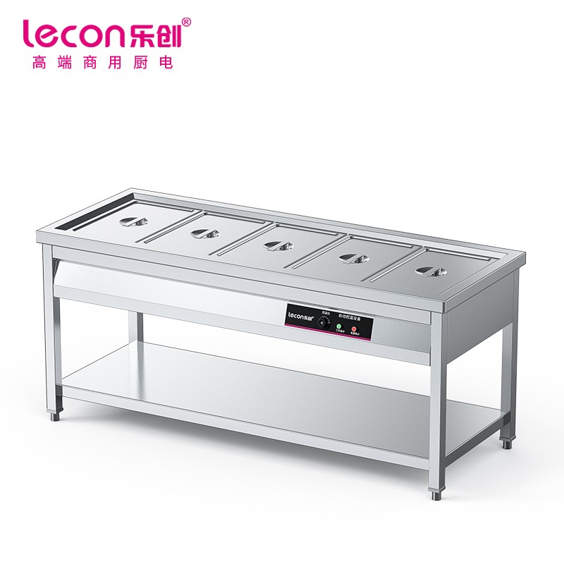 乐创(lecon)商用保温售饭台 5格不锈钢快餐保温台食堂售饭台 LC-J-SCT05  银色  