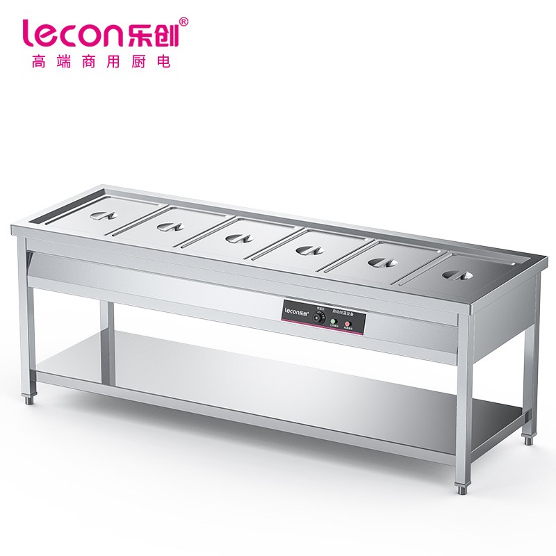 乐创(lecon)商用保温售饭台 6格不锈钢快餐保温台食堂售饭台 LC-J-SCT06  银色  