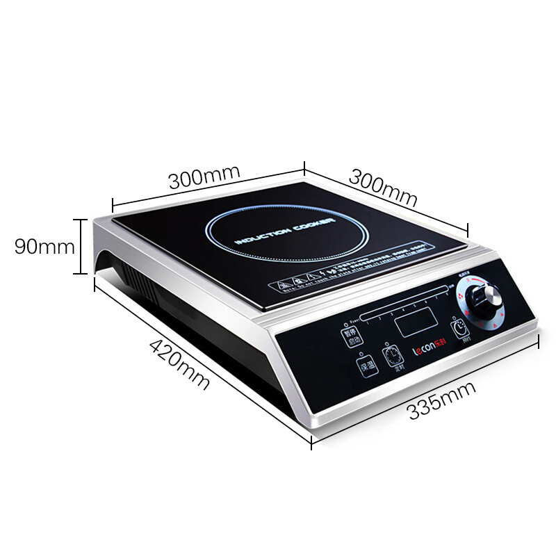 乐创(lecon)商用电磁炉3500W大功率 平面不锈钢电磁灶 食堂餐厅酒店大火力电池炉 LC-L12  银色  