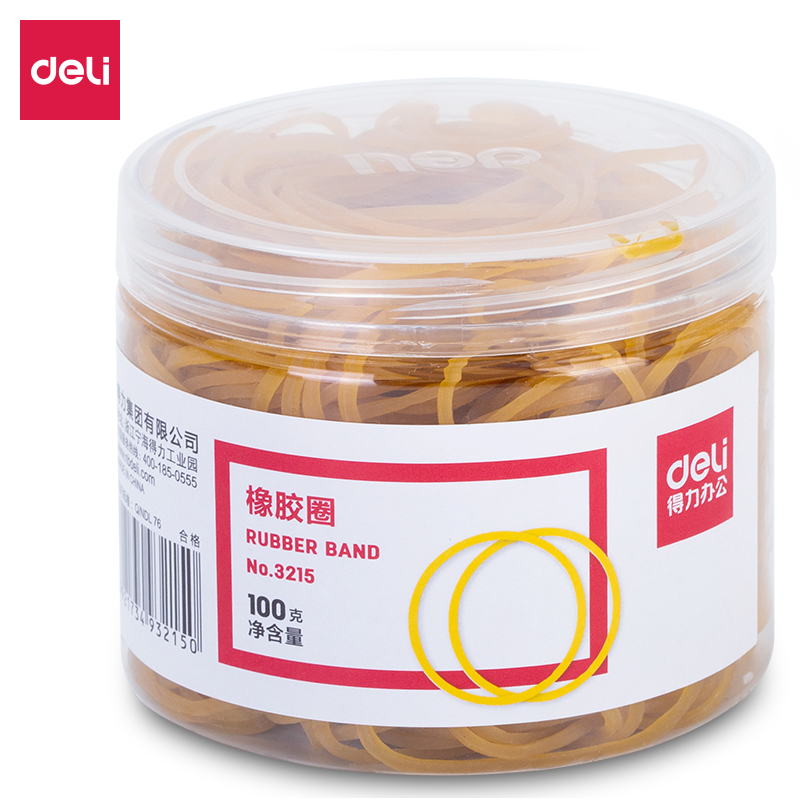 得力(deli) 3215 83*67mm 耐用橡皮筋 黄色（单位：桶）