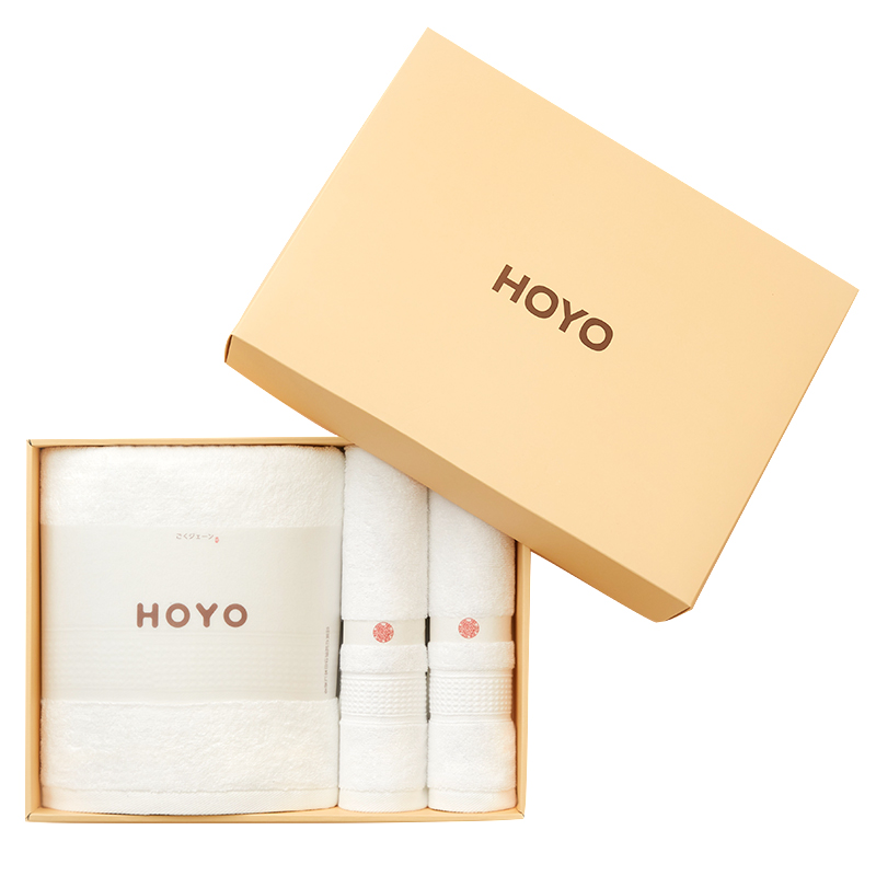 HOYO 臻品长绒棉和风腾纹毛浴三件套 7294 纯白3501 组合装