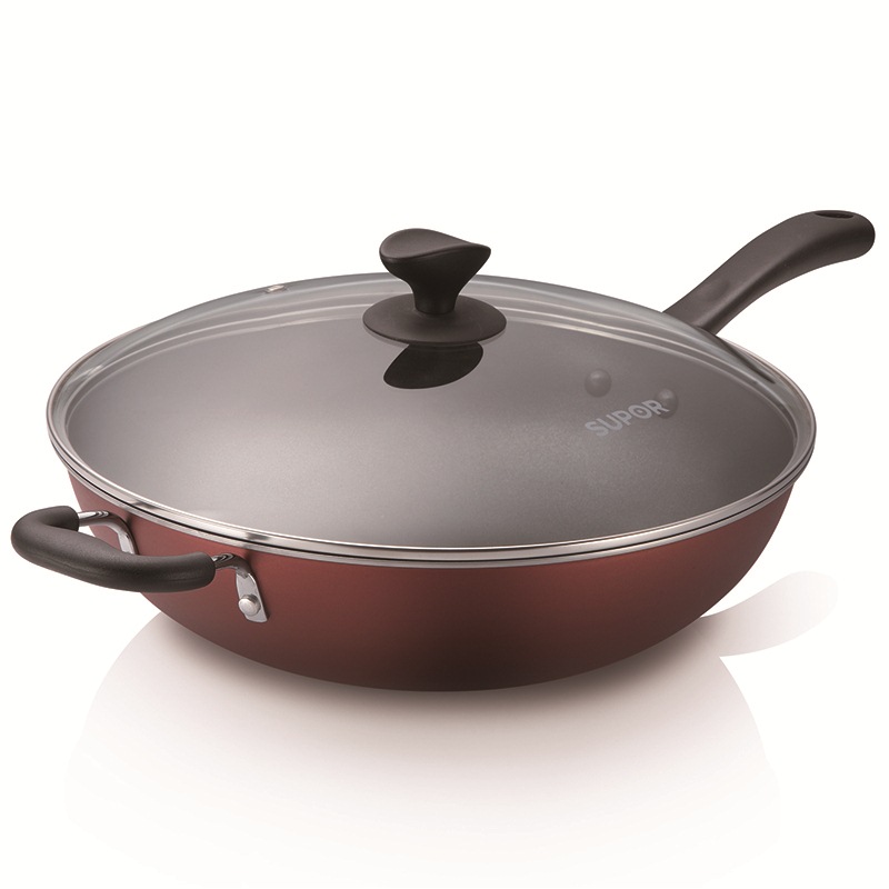 苏泊尔炫彩易洁不粘炒锅 32CM PC32S3(单位：个） 珠光红