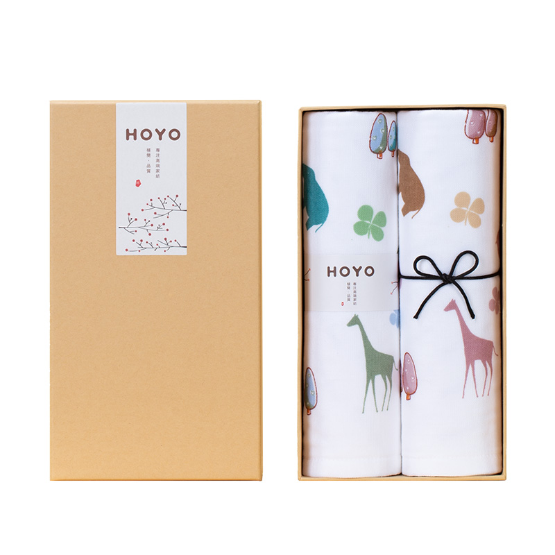 HOYO布艺印河马毛巾2件套 绿粉 组合装