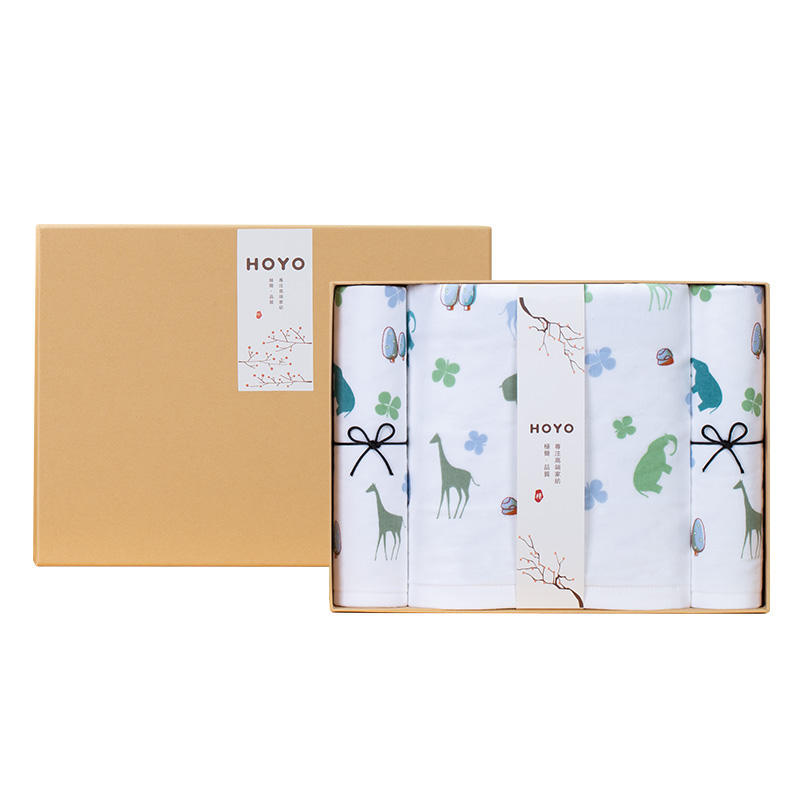 HOYO 布艺印河马樱花礼盒毛浴三件套 7356 绿色 组合装