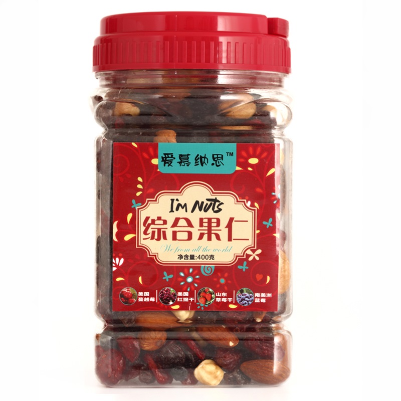 爱慕纳思I`mnuts网红零食每日坚果罐装综合果仁400克  红色  
