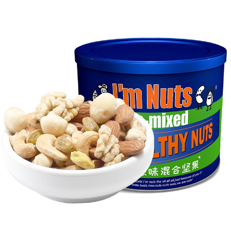 爱慕纳思I`mnuts网红零食铁罐装原味混合坚果235克  红色  