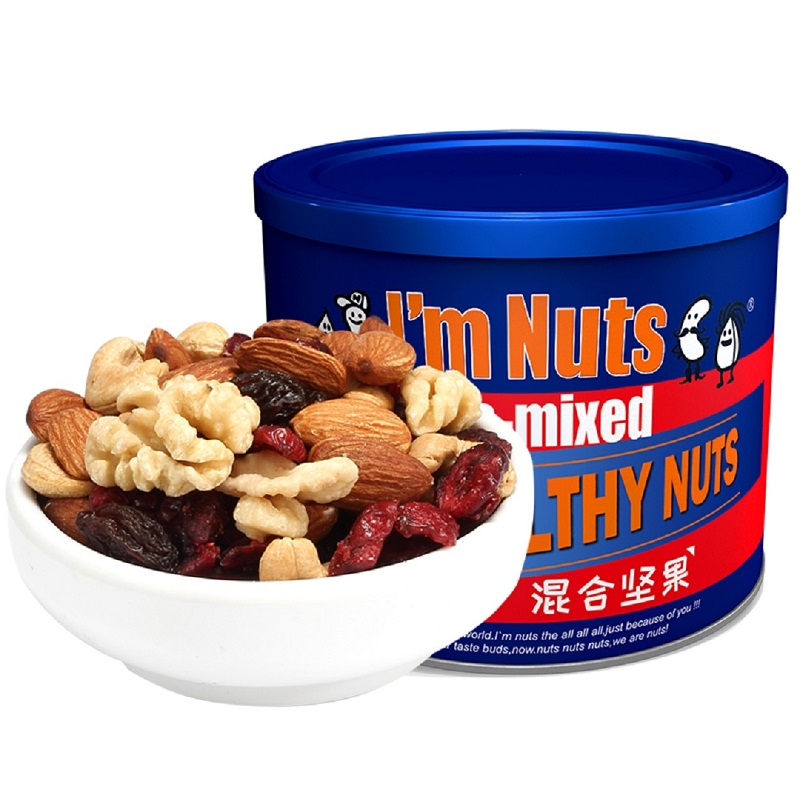 爱慕纳思I`mnuts网红零食铁罐混合坚果270克  红色  