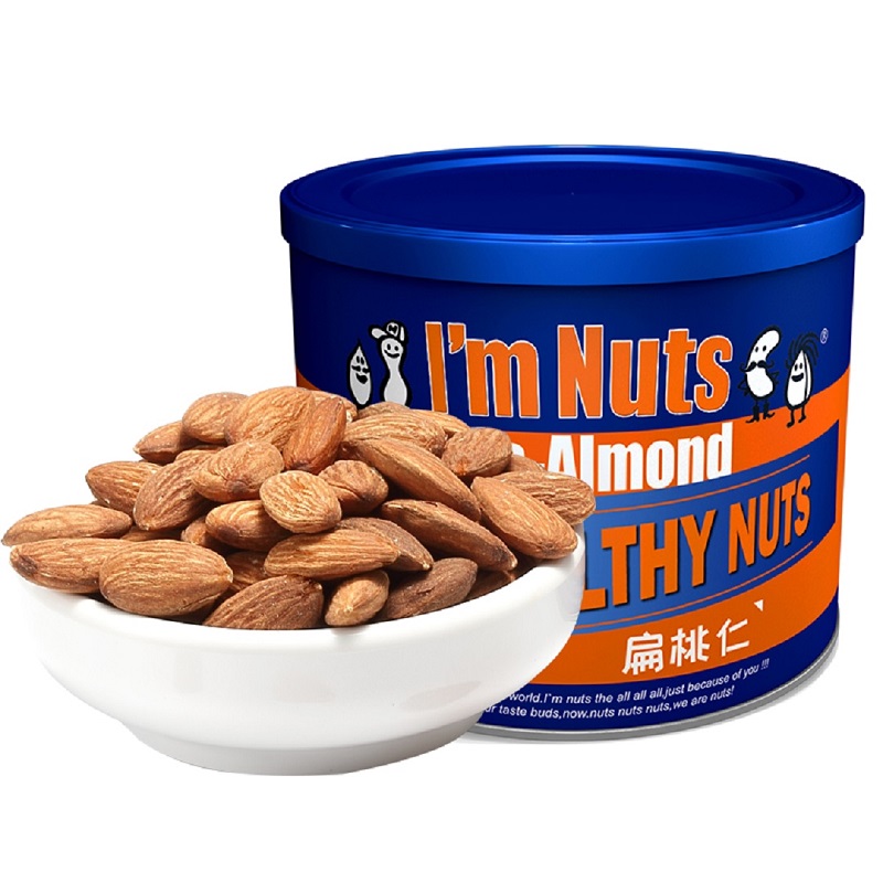 爱慕纳思I`mnuts美国大杏仁巴旦木铁罐扁桃仁270克  红色  