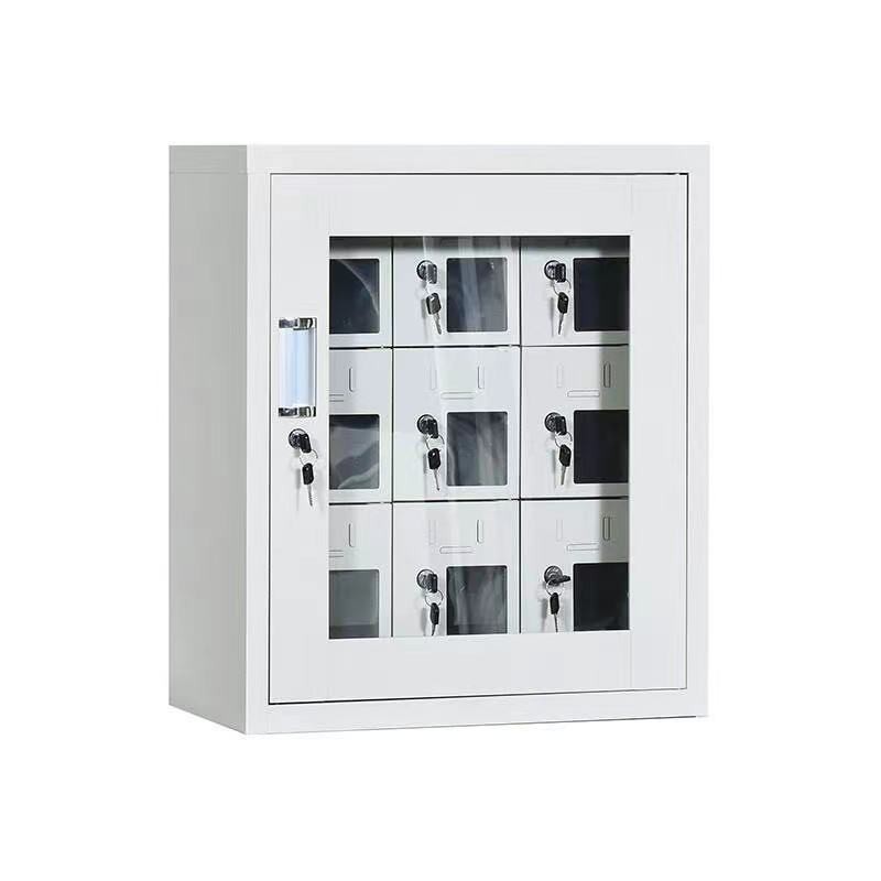 仕必得（SHIBIDE)手机存放柜工具充电柜9门充电款电子设备管理柜学校宿舍手机保管柜钢制带钢化玻璃外门  银色  