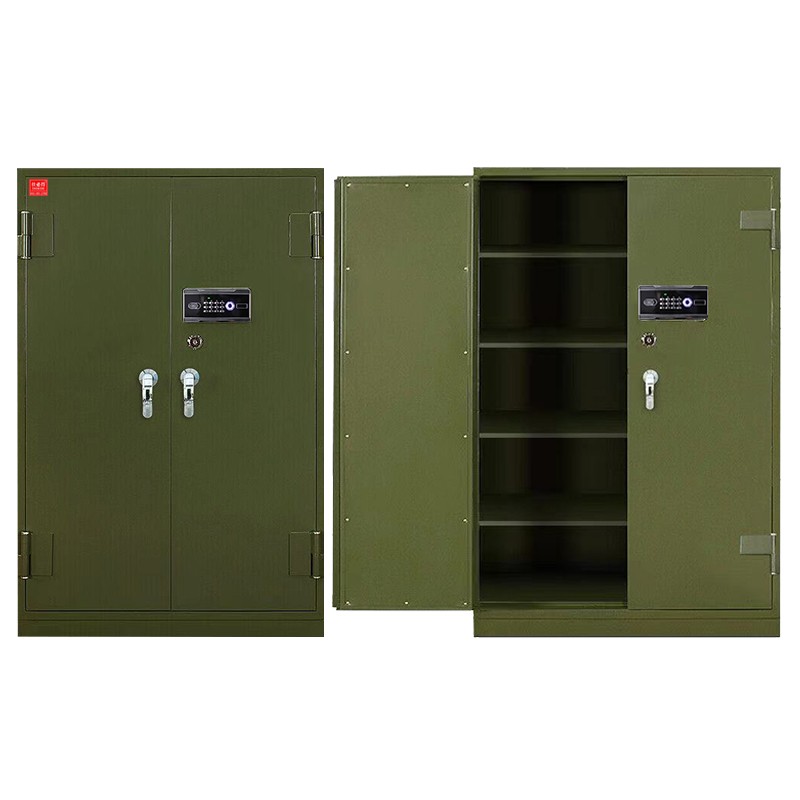 仕必得（SHIBIDE)加厚军绿款经济型指纹智能柜密码锁钢制保管柜存储柜存放柜保管柜加厚带滑轮 装备柜器材柜  军绿色  