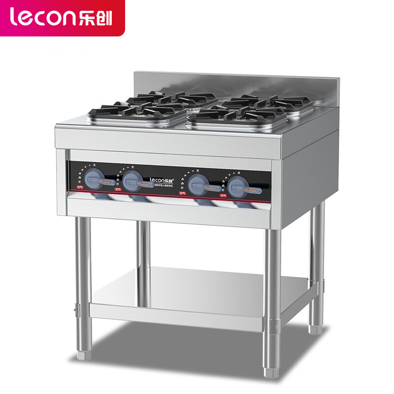 乐创（Lecon）商用煲仔炉四头燃气 天然/液化气 酒店厨房企业工程款 LC-J-BZ4  银色  
