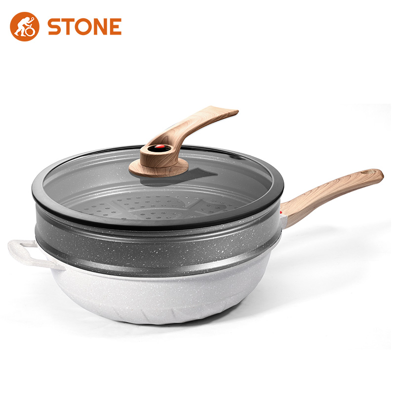 司顿 微压旋风炒锅+蒸笼STH2205A-W（单位：套） 本白色