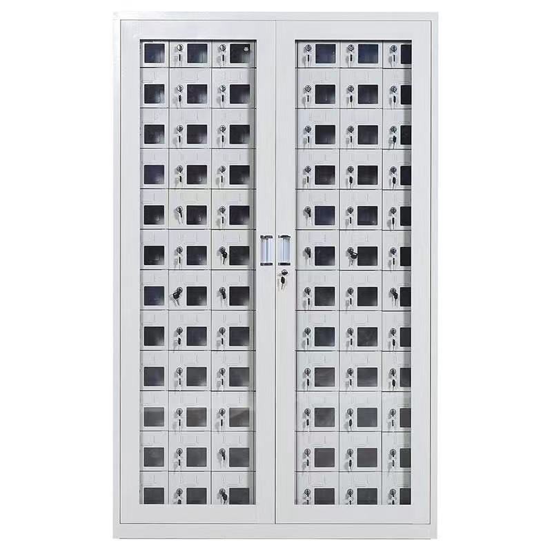 仕必得（SHIBIDE)手机存放柜工具充电柜84门充电款电子设备管理柜学校宿舍手机保管柜钢制带钢化玻璃外门  银色  