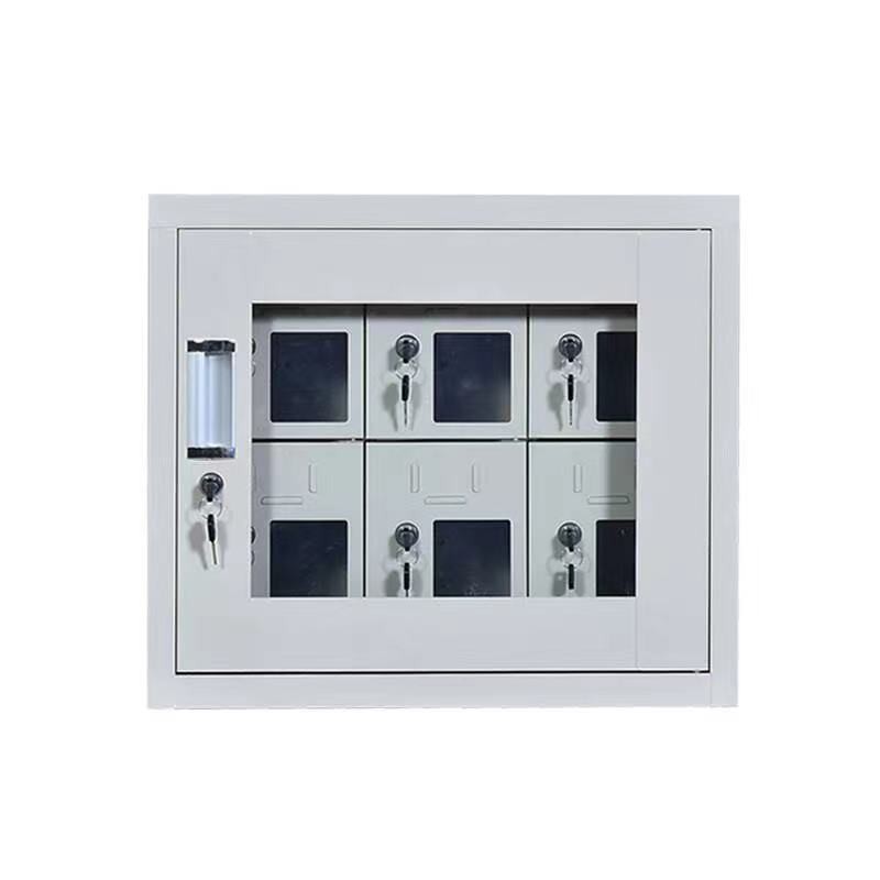 仕必得（SHIBIDE)手机存放柜工具充电柜6门存放壁挂款电子设备管理柜学校宿舍手机保管柜钢制带钢化玻璃外门  银色  
