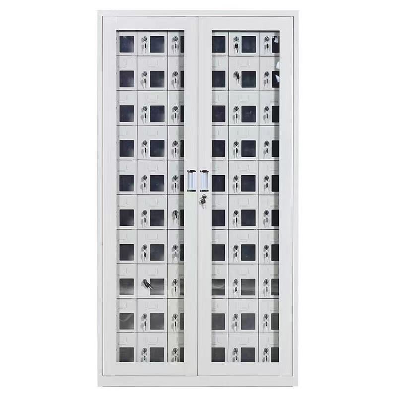 仕必得（SHIBIDE)手机存放柜工具充电柜60门存放款电子设备管理柜学校宿舍手机保管柜钢制带钢化玻璃外门  银色  