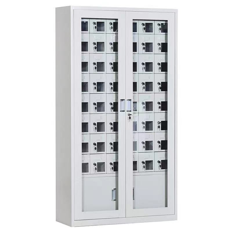 仕必得（SHIBIDE)手机存放柜工具充电柜48门存放款电子设备管理柜学校宿舍手机保管柜钢制带钢化玻璃外门  银色  