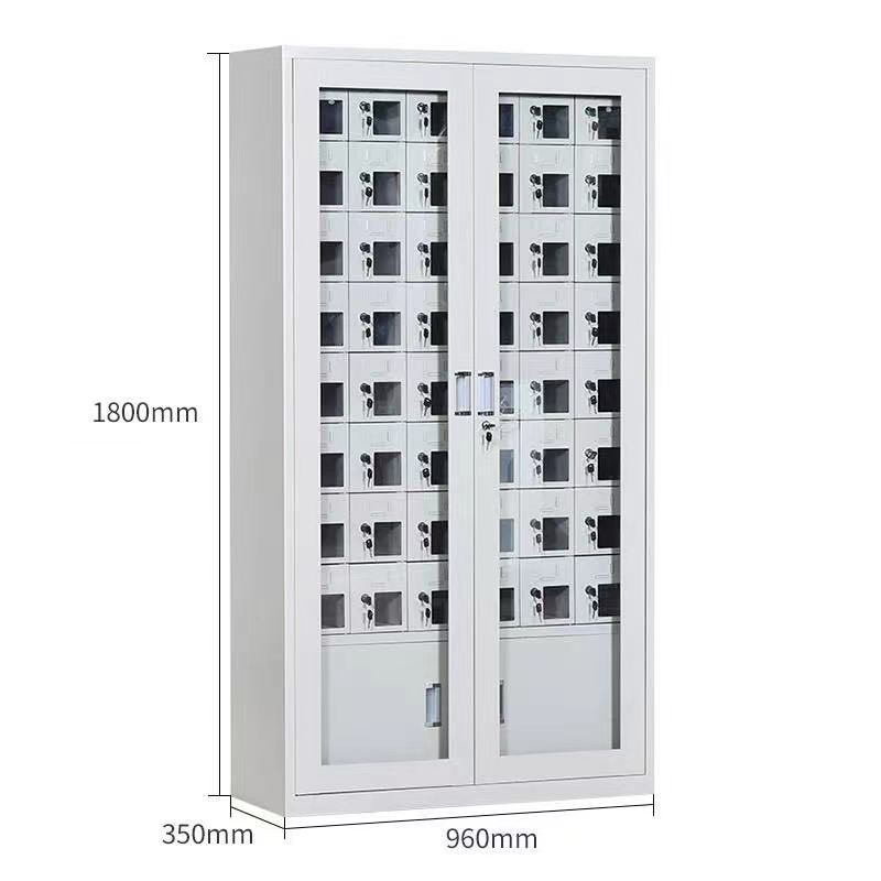 仕必得（SHIBIDE)手机存放柜工具充电柜48门充电款电子设备管理柜学校宿舍手机保管柜钢制带钢化玻璃外门  银色  