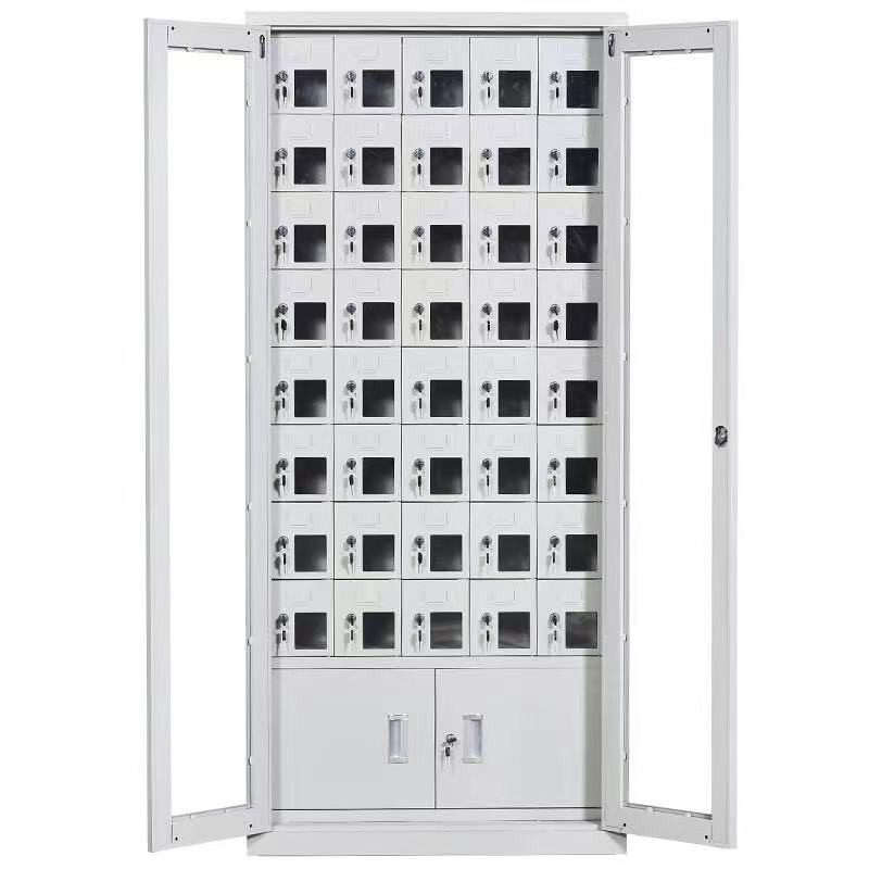 仕必得（SHIBIDE)手机存放柜工具充电柜40门存放款电子设备管理柜学校宿舍手机保管柜钢制带钢化玻璃外门  银色  