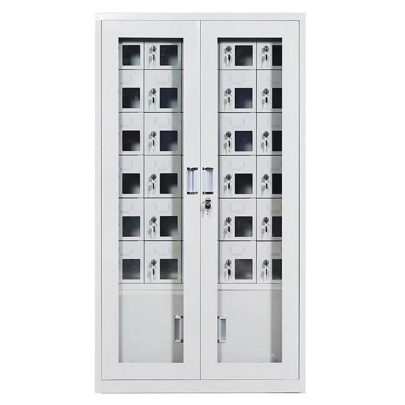 仕必得（SHIBIDE)手机存放柜工具充电柜30门电子设备管理柜学校宿舍手机保管柜钢制带钢化玻璃外门  银色  