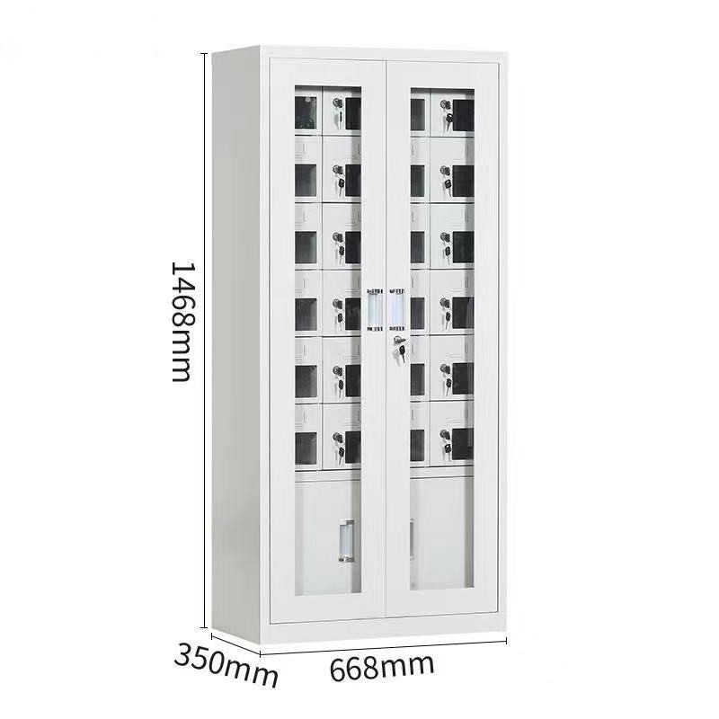 仕必得（SHIBIDE)手机存放柜工具充电柜24门充电款电子设备管理柜学校宿舍手机保管柜钢制带钢化玻璃外门  银色  