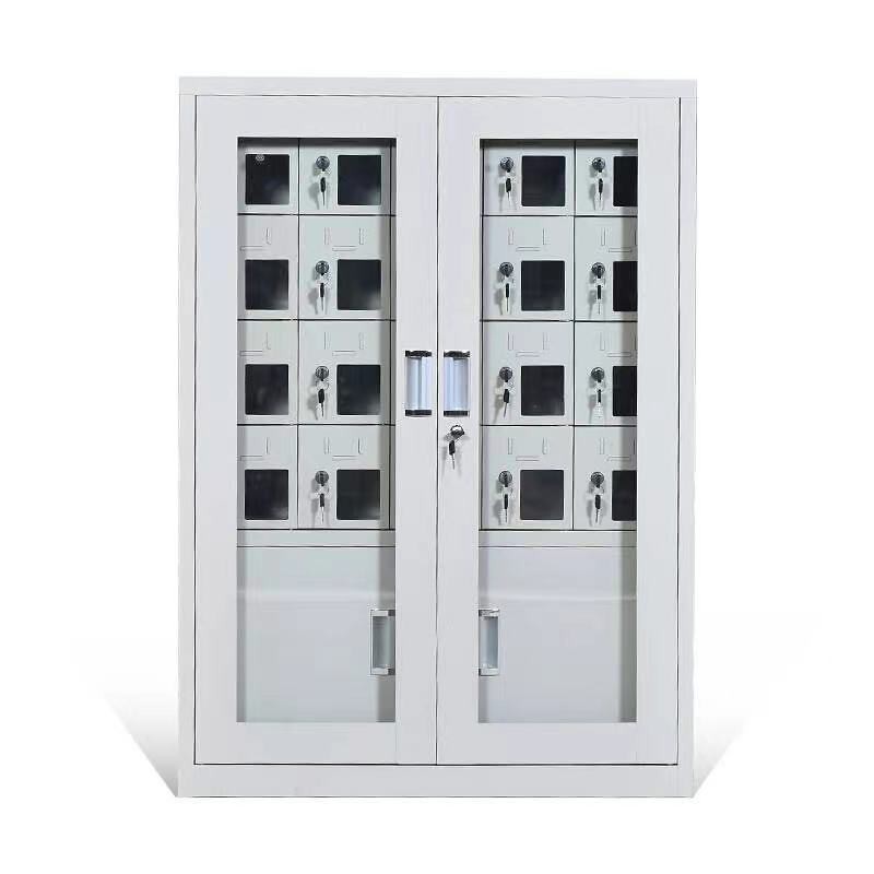 仕必得（SHIBIDE)手机存放柜工具充电柜20门存放款电子设备管理柜学校宿舍手机保管柜钢制带钢化玻璃外门  银色  