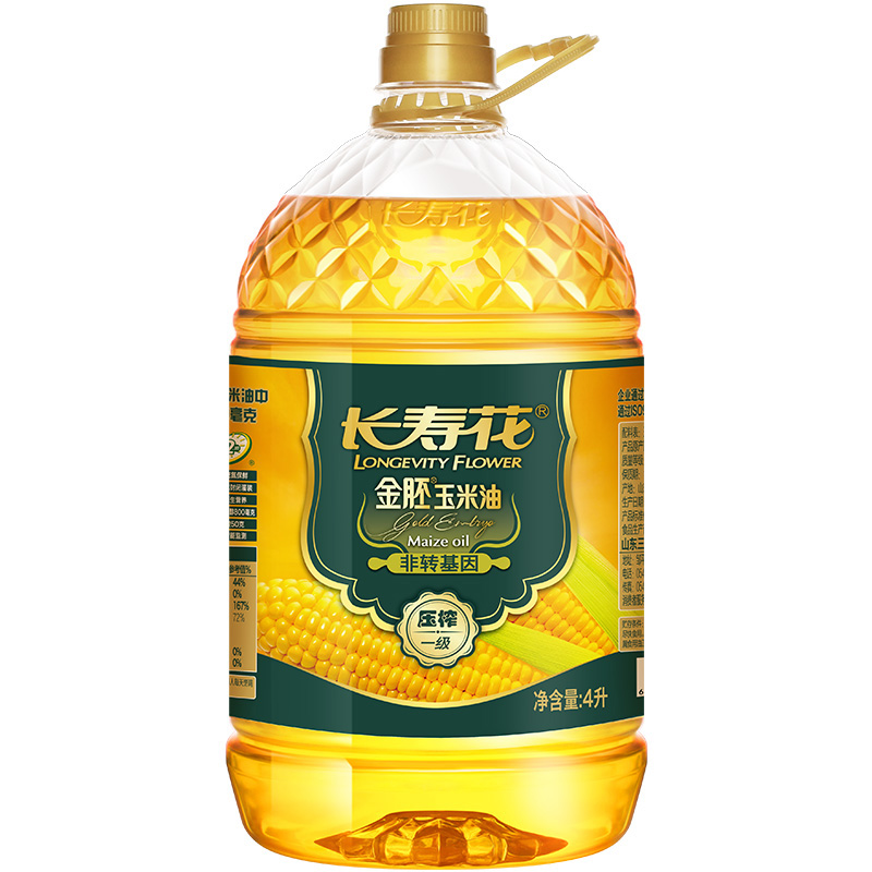 长寿花 金胚玉米油 4L 食用油 非转基因压榨一级（单位：桶）  