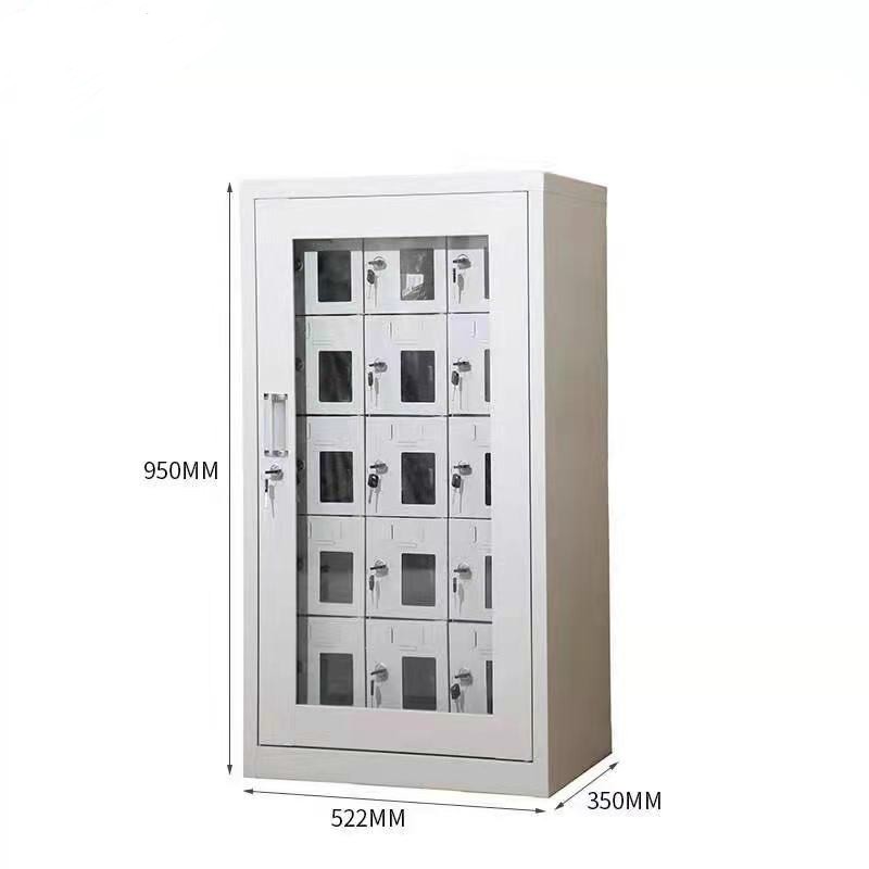 仕必得（SHIBIDE)手机存放柜工具充电柜15门充电款电子设备管理柜学校宿舍手机保管柜钢制带钢化玻璃外门  银色  