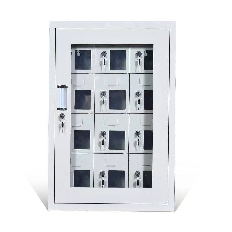 仕必得（SHIBIDE)手机存放柜工具充电柜12门充电款电子设备管理柜学校宿舍手机保管柜钢制带钢化玻璃外门  银色  